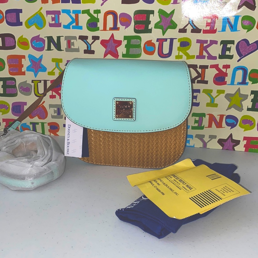 Dooney & Bourke Woven Saddle Crossbody Pale Blue NWT